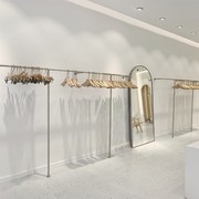 不锈钢拉丝服装架服装店展示架上墙壁挂式女装店货架童装店陈列架
