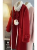 圣诞战袍新年大红色加绒加厚减龄羊绒中长款大衣女冬季毛呢子外套