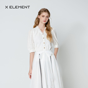 自然元素花边灯笼袖绣花小衫白色，中袖衬衫女设计感小众衬衣2024新