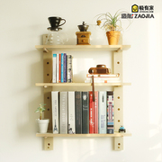 一字隔板定制日式北欧多层壁挂客厅厨房墙上书架多功能木质置物架