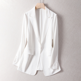 夏季白色醋酸西装外套女薄款高端通勤气质时尚长袖修身小西服上衣