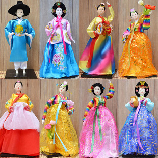 韩国民俗 人偶娃娃摆件朝鲜族绢人韩国家居装饰工艺品