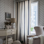 条纹窗帘棉麻简约美式北欧色织帘客厅现代布阳台藏青厨房遮光成品