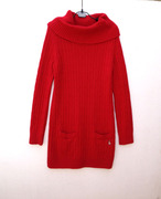 小熊秋冬高领红色羊绒衫打底毛衣160-165套头修身单件甜美保暖