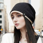 秋冬季帽子男女款时尚包头堆堆帽保暖月子，帽单层套头帽针织毛线帽