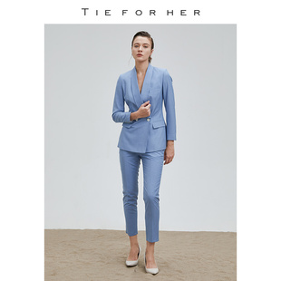 BC系列TieForHer 精英律师同款蓝色西装外套时尚女性职业套装