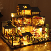 汪伦礼社雅泉庭和风木质手工拼装建筑模型DIY小屋大型日式别墅女