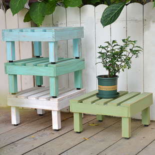 复古实木小花架阳台绿植植物花盆，收纳架置物架花园庭院装饰小花凳