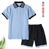 男童蓝色t恤短袖儿童女童夏季套装纯棉小学生校服polo衫