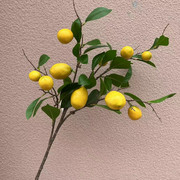 高仿真单支长杆黄色柠檬果子 客厅玄关餐桌花瓶装饰假水果