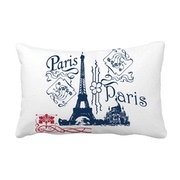 埃菲尔铁塔f巴黎法国手绘建筑抱枕靠枕腰枕沙发靠垫双面含芯礼物