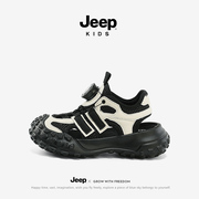 jeep男童凉鞋2024旋钮，夏款包头运动鞋，防滑镂空童鞋儿童沙滩鞋