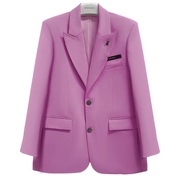 忱意買手店 NONHUMAN小众设计斜纹廓形纯色西装气质粉色宽松外套