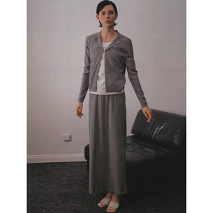 Cycle Document灰色简约针织半身裙女长款高腰弹力休闲直筒包臀裙
