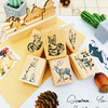 韩国创意文具可爱森灵木质复古印章DIY手账日记装饰木质印章6款选