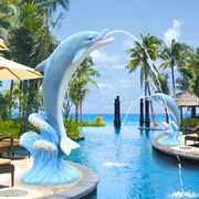 户外大型仿真动物海豚玻璃钢，雕塑海洋乐园水池馆，喷泉景观装饰摆件