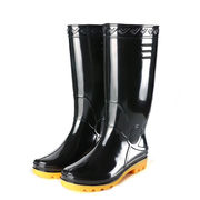 美步黑色雨鞋男士时尚，雨靴高筒防水雨鞋，130款黑色黄底39#