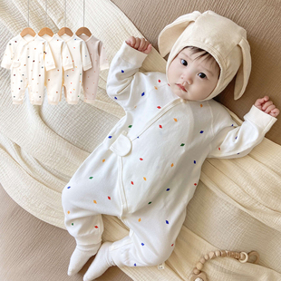 婴儿纯棉护肚蝴蝶衣，宝宝绑带月子服新生儿，和尚服0-1岁连体衣春秋