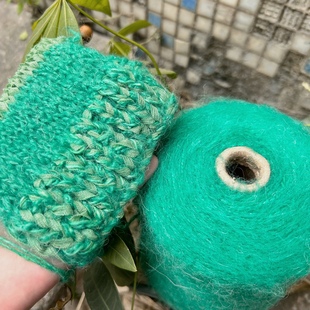 标价500g的价格 高品质绿色粗芯羊毛马海 柔软围巾毛衣编织线