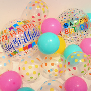 12寸加厚ins透明彩色波点气球宝宝儿童生日派对装饰布置乳胶汽球