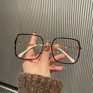 韩系方形大框显脸小平光镜男素颜个性眼镜框镜架女防蓝光装饰眼镜