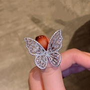 锆石水晶个性蝴蝶，立体戒指女气质网红夸张食指，戒潮人关节指环戒子