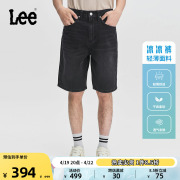 Lee24春夏903宽松直筒Logo轻薄黑色男牛仔短裤凉凉裤休闲潮