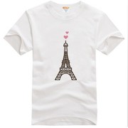 上海东方明珠T恤衫巴黎埃菲尔铁塔图案定制半袖学生衣服男女短袖