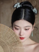 新中式新娘晨袍头饰古风发钗扇形，小发簪银色，简约旗袍敬酒服配饰