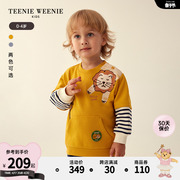 TeenieWeenie Kids小熊童装23年款秋冬男宝宝印花假两件圆领卫衣
