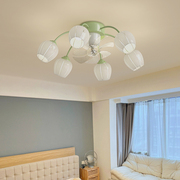 卧室风扇吸顶灯现代简约温馨田园奶油风2024儿童房间餐厅灯具