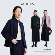 蒲PUKKA 新中式毛呢外套女冬季流行设计感简约通勤