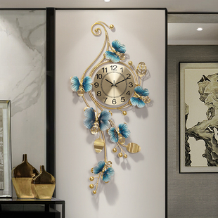 定制家用时尚创意时钟客厅轻奢个性艺术挂钟新中式风玄关钟表大气