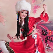 六一儿童藏族演出服女童蒙古舞蹈，服单肩少数民族西藏少儿表演服装