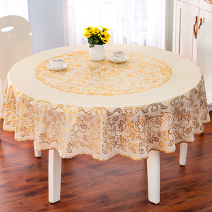 家用圆桌布防水防油免洗塑料，pvc加厚耐热圆台布欧式大圆形餐桌布