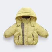 三折专区品牌撤柜冬季儿童加厚外套连帽纯色上衣羽绒棉服