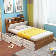 简约高箱储物床带抽屉1米1.2单人床小户型板式床气动上翻床1.5米