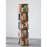 实木旋转书架360度书柜收纳书橱学生家用书架简约创意落地置物架