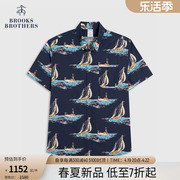 Brooks Brothers/布克兄弟男士24春夏航海风度假短袖休闲衬衫