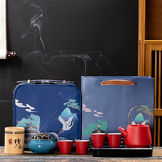 品茶客粗陶旅行套装实用陶瓷提凉壶功夫茶具整套创意实用商务