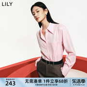 lily2024春女装多巴胺穿搭舒适全棉，简约气质通勤宽松垂感衬衫