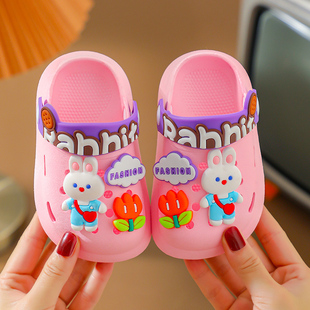 女童凉鞋2024夏包头(夏包头)儿童洞洞鞋，婴幼儿防滑软底小童宝宝凉拖鞋
