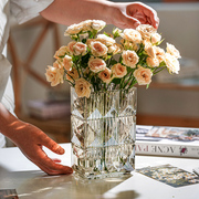 花瓶摆件客厅插花玻璃透明水养高档轻奢高级感网红水晶鲜花玫瑰