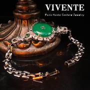 新中式进口巴西绿玉髓，手链铜18镀银，轻奢高级感中古风手链