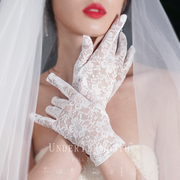 新娘婚纱礼服白色手套蕾丝珍珠亮片手套影楼拍照道具结婚饰品