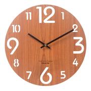 2023时尚北欧简约木质挂钟客厅圆形木钟纤维木板创意时钟