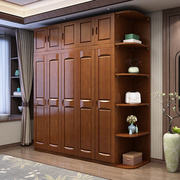 高档现代简约中式实木衣柜，对开门四门，五门六门卧室小户型衣柜