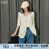 lily2024夏女装(夏女装)浪漫镂空蕾丝都市，复古双排扣气质休闲西装外套