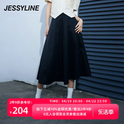 杰茜莱高腰黑色气质小个子半身裙高级感女夏季a字裙jessyline