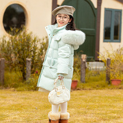 法国fadsincgo女童羽绒服，中长款加厚连帽中大童冬季洋气外套